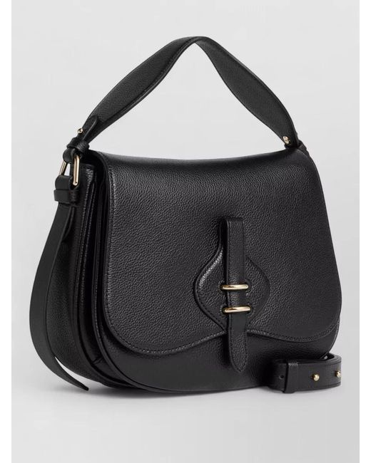 Coccinelle Black Shoulder Bag Adjustable Strap Metal Accents