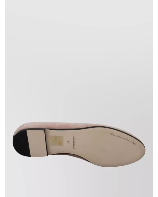 Dolce & Gabbana Natural Velvet Ballerina Flats