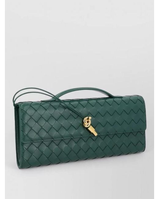 Bottega Veneta Green Andiamo Leather Clutch Bag