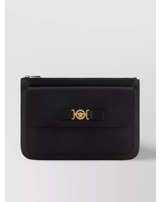 Versace Black Large Medusa Biggie Clutch With Front Flap for men