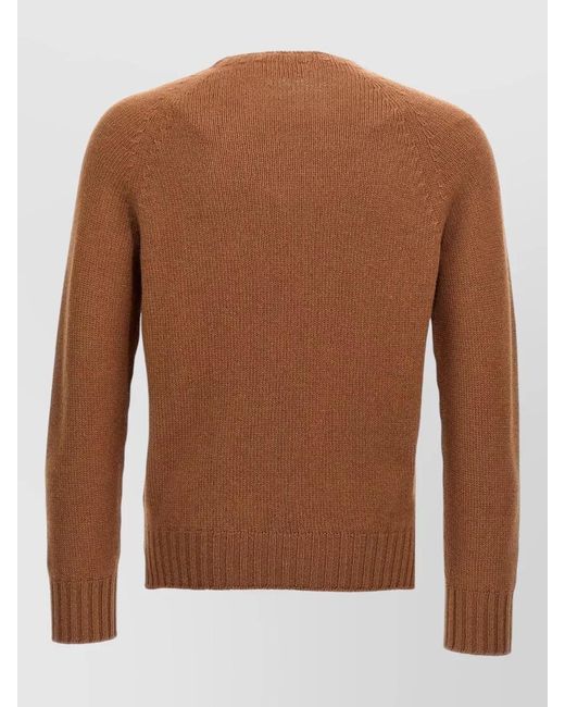 Ma'ry'ya Brown Knit Top Raglan Sleeves Ribbed Cuffs Hem for men