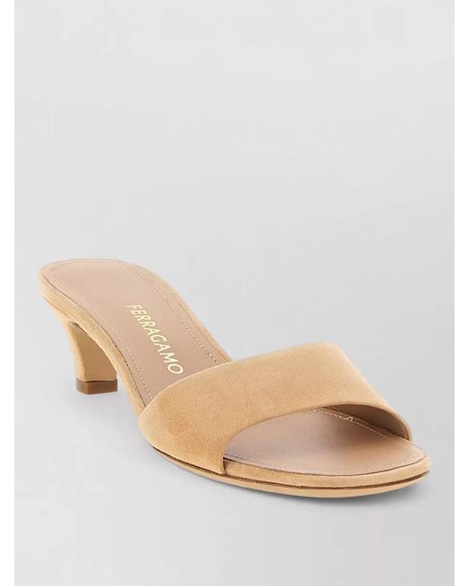 Ferragamo Natural Tatiana Open Toe Suede Finish Sandals