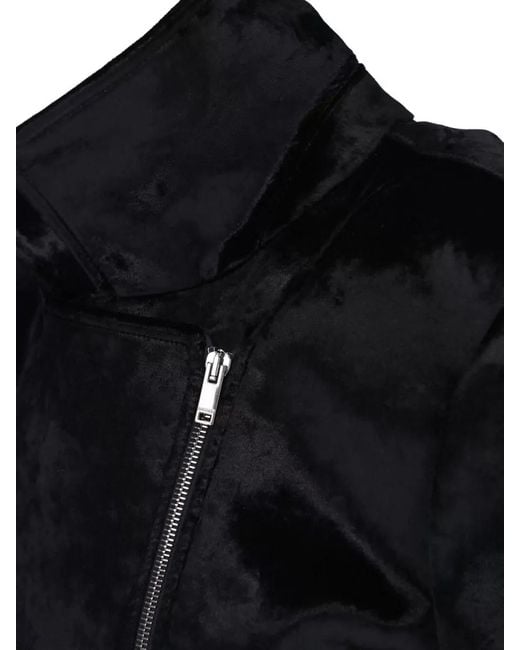 Dondup Black Cropped Velvet Coat Long Sleeves Collar