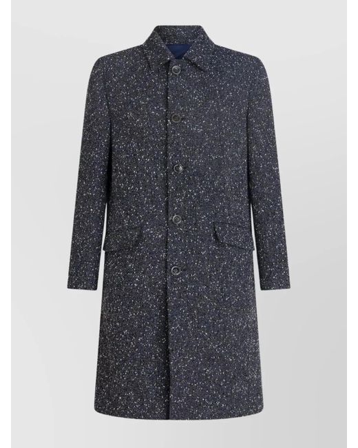Etro Blue Coat Long Sleeve Notched Lapels for men