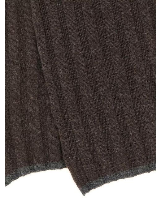 Brunello Cucinelli Multicolor Ribbed Cashmere Border Knit Scarf for men