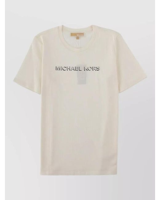 Michael Kors White Crew Neck Regular Fit Short Sleeve Top