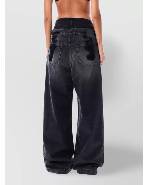 The Attico Blue Denim Mid-Rise Wide-Leg Jeans