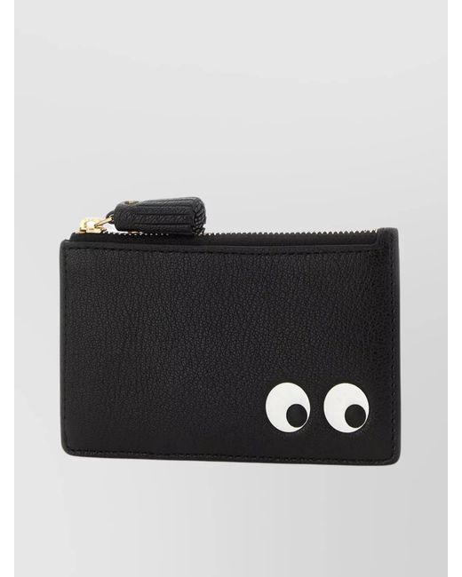 Anya Hindmarch Black Embellished Eyes Leather Cardholder