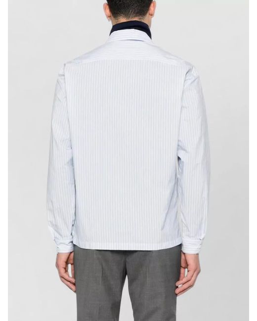 Prada White Striped Zip-Up Shirt for men