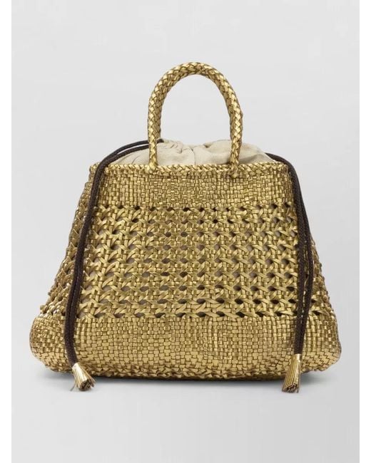 Dragon Diffusion Natural Santa Cano Medium Bucket Bag Tassel Handles