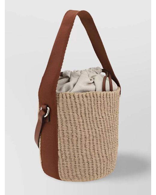 Chloé Brown Raffia Bucket Bag