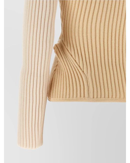 Jean Paul Gaultier Natural Ribbed Merino Wool Turtleneck Jumper