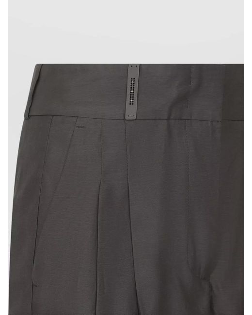 Peserico Gray Cotton And Silk High-Rise Straight-Leg Trousers