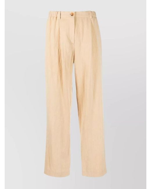 KENZO Natural High-Rise Wide-Leg Straight Trousers