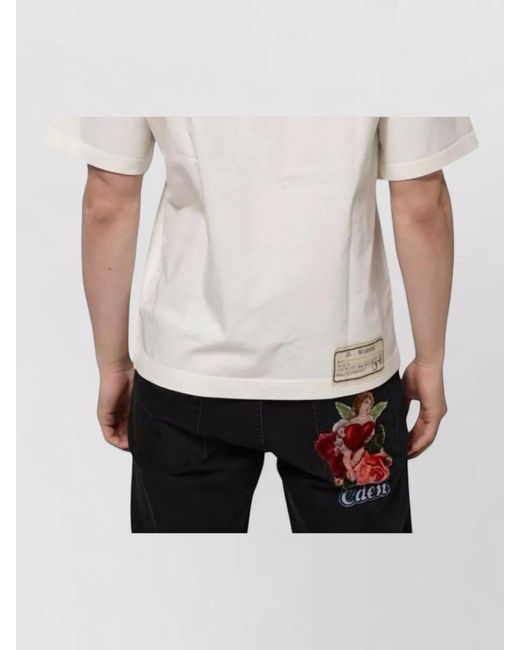 Dolce & Gabbana White Cotton Graphic-Print Crew-Neck Short-Sleeve T-Shirt for men