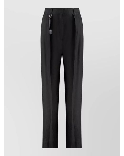 Elisabetta Franchi Black High Waist Trousers Wide Leg Design