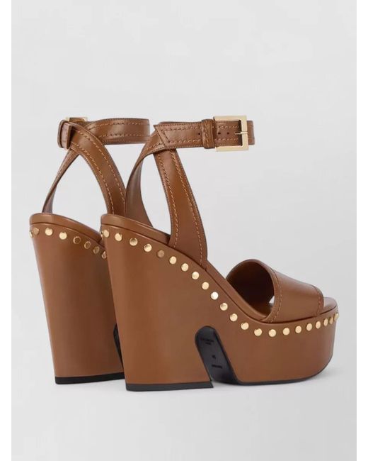 Givenchy Brown Leather Platform Sandals Studs Ankle Strap