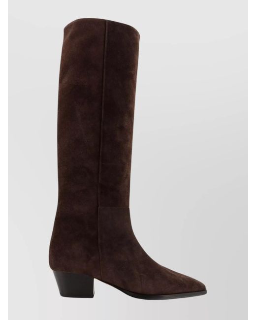 Aeyde Brown Knee-High Suede Block Heel Boots