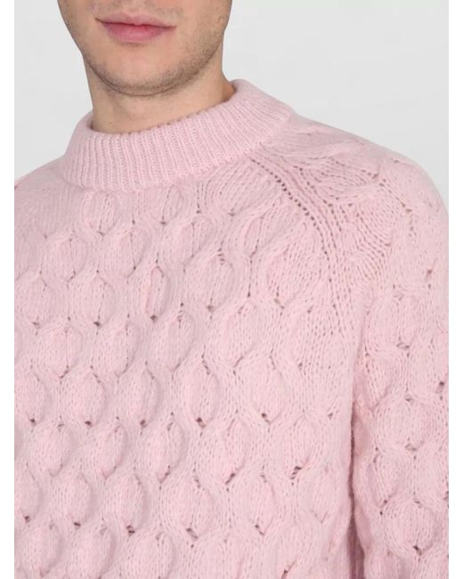 Séfr Pink Alain Cable Knit Crew Neck Sweater for men