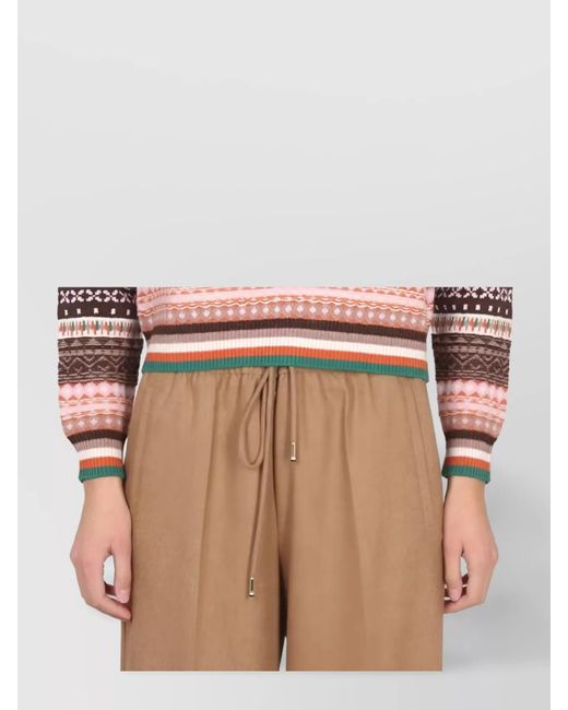 Ballantyne Brown Ribbed Crewneck Jumper