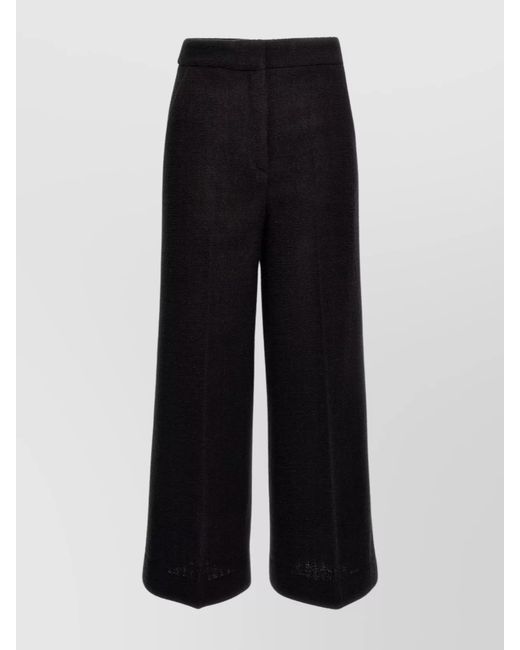 Moschino Black Cropped Bouclé Wide-Leg Trousers