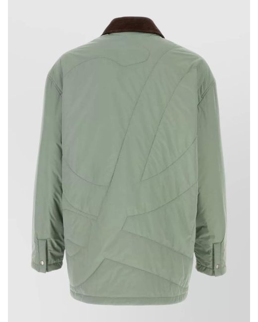 Loewe Green Polyester Padded Jacket Quilted Contrast Collar for men