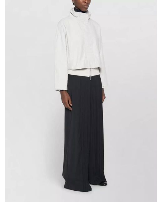 Emporio Armani White Cropped Cotton Blend Blouson Jacket