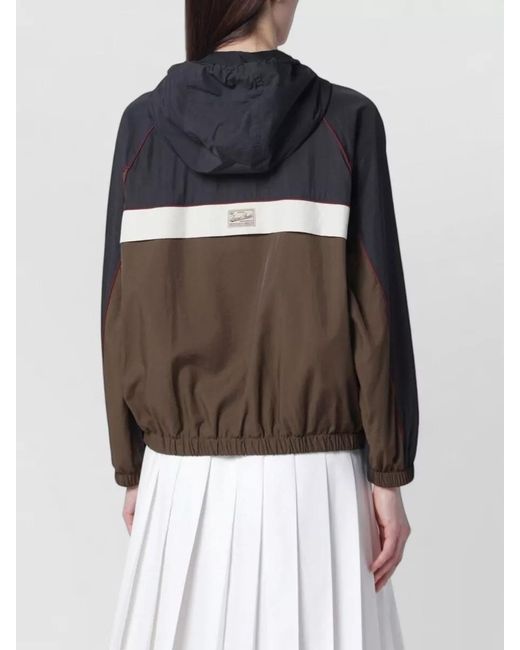 DUNST Blue Hooded Color Block Coat Elastic Finish