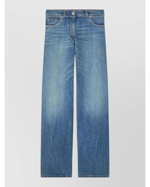 Versace Blue Denim High-Rise Wide-Leg Jeans