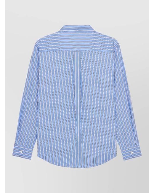 Saint Laurent Blue Cassandre Striped Shirt Long Sleeves for men