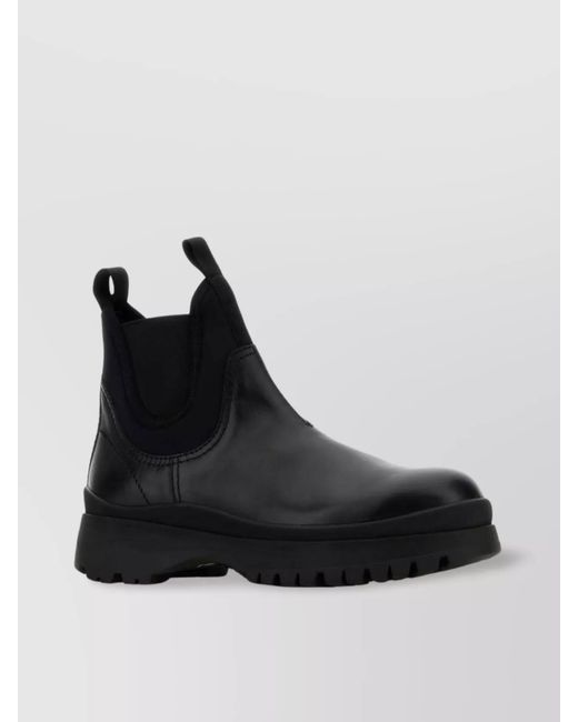 Prada Black Leather Ankle Boots for men