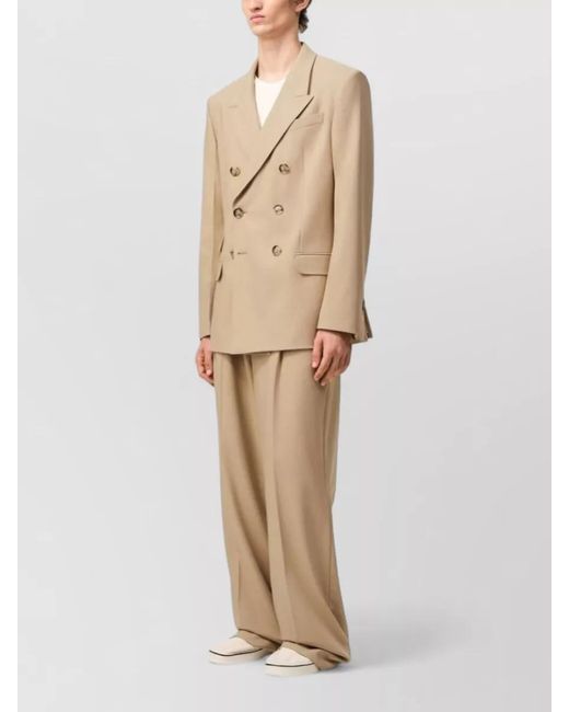 AMI Natural Wool Jacket Double Breasted Tailored Design for men