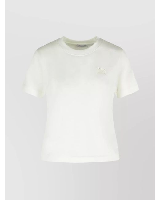 Burberry White Cotton Ribbed Regular-Fit T-Shirt