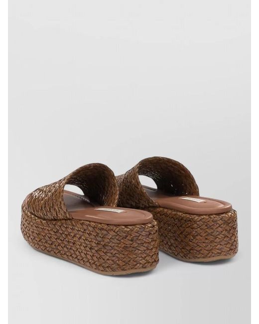 Casadei Brown Platform Sandals Open Toe Woven Texture