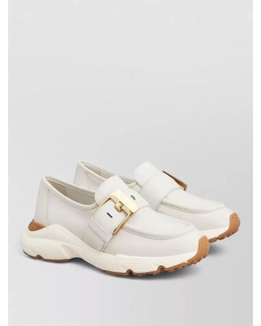 Tod's Natural Low Top Loafers Buckle Detail