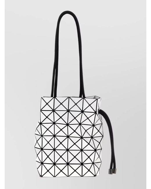 Issey Miyake White Geometric Bucket Bag Adjustable Straps