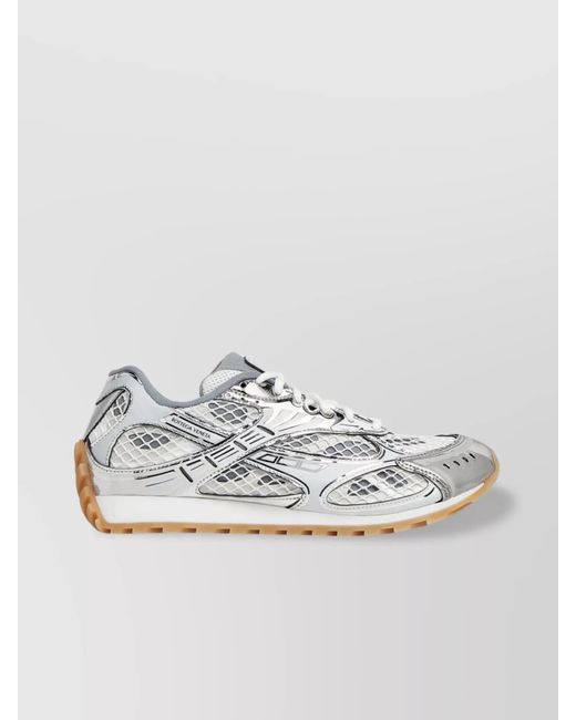 Bottega Veneta Metallic Mesh Panel Reflective Rubber Sole Sneakers