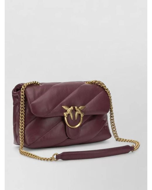 Pinko Brown Quilted Chain Shoulder Bag Adjustable Strap Handle