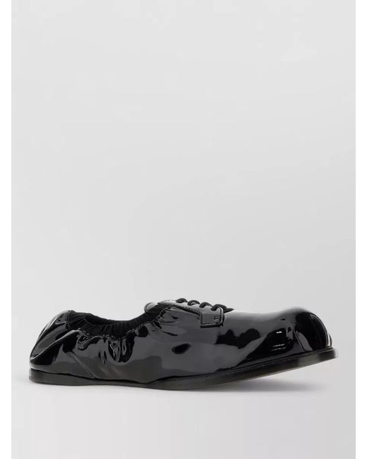 Moschino White Leather Lace-Up Ballerina Shoes