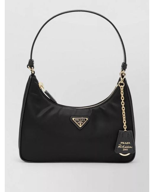Prada Black Shoulder Bag Adjustable Strap Detachable Keychain