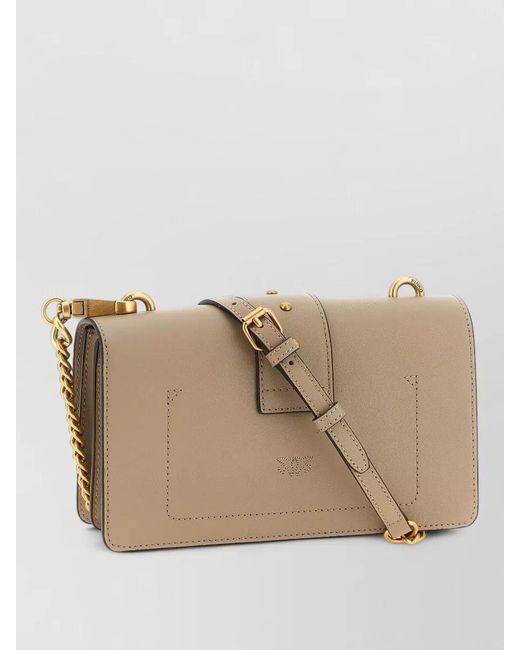 Pinko Natural Love One Leather Crossbody Bag Adjustable Strap