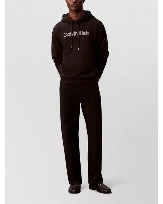 Calvin Klein Black Hoodie Terry Drawstring Hood Kangaroo Pocket for men