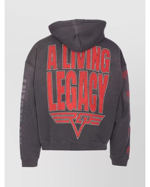 Represent Gray Cotton Oversized Printed Hoodie for men