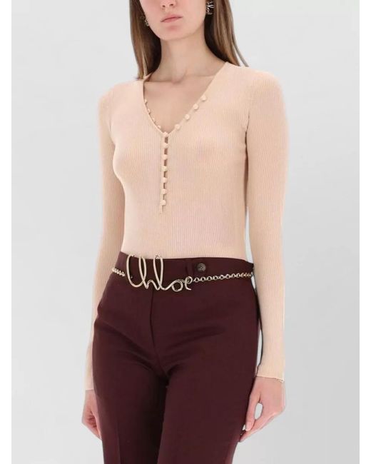 Chloé Natural Ribbed Wool Sweatshirt