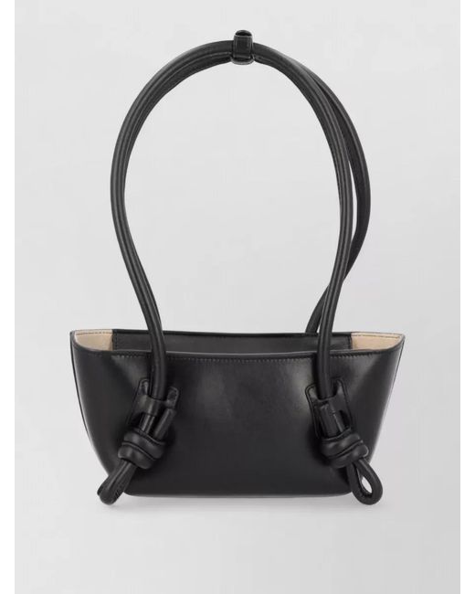 Hereu Black Mini Fleca Rectangular Shoulder Bag Knotted Handles