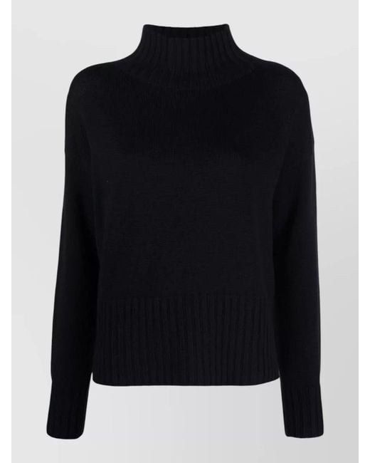 Drumohr Black High Neck Merino Wool Knitted Sweater