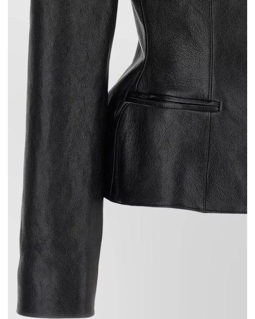 Magda Butrym Black Peplum Blazer Round Neck Fitted Silhouette