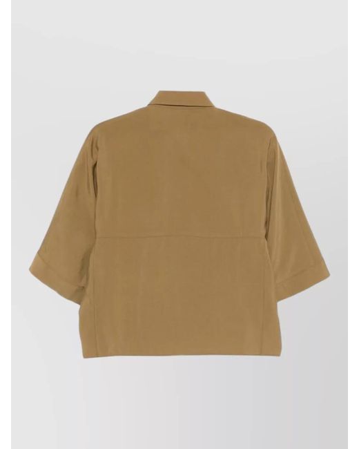 Alysi Natural Short Sleeve Collared Shirt Boxy Silhouette