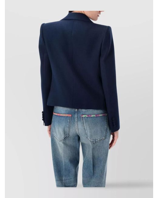 Valentino Garavani Blue Cropped Single-Breasted Blazer