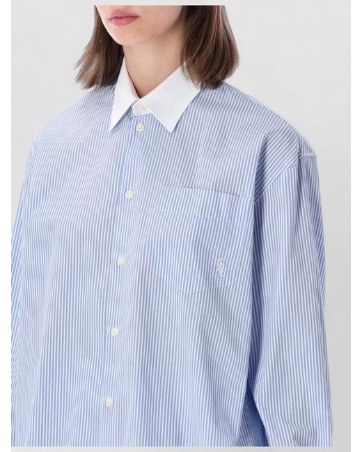 Sporty & Rich Blue Striped Oversized Cotton Shirt